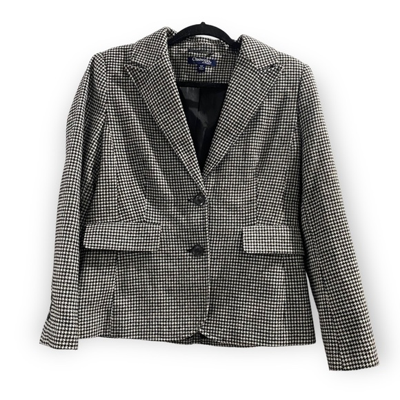 Chadwicks Jackets & Blazers - Vintage Chadwicks of Boston Wool Blend Houndstooth Blazer Black White 6 Petite